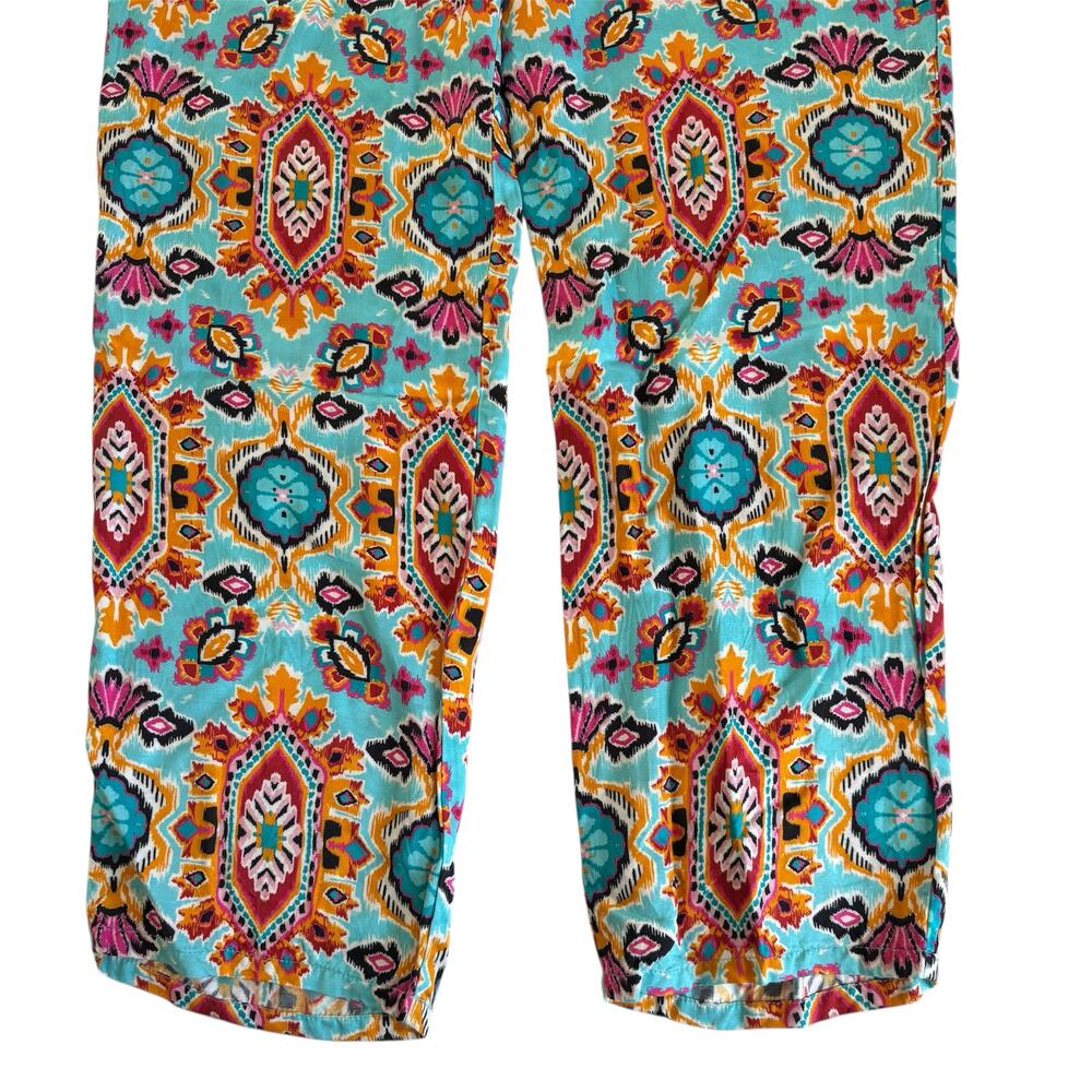 Hale Bob Silk Blend Pull On Style Pants Turquoise Multicolor Women’s Size Small - Picture 5 of 8